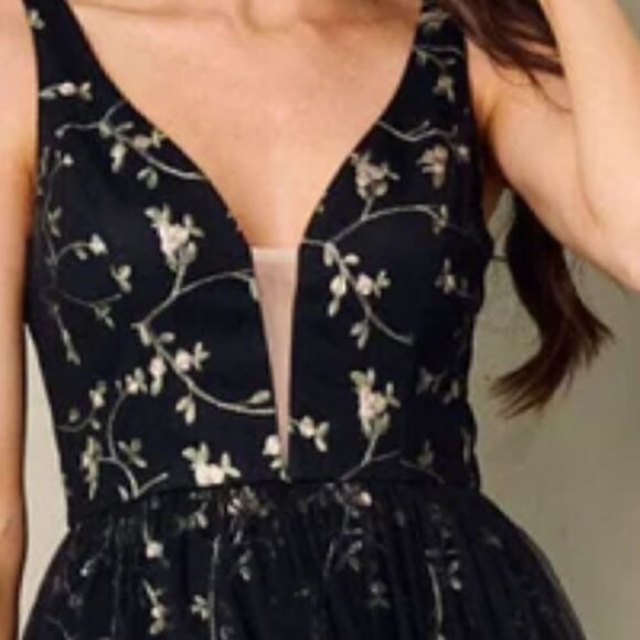 NEW! Homecoming or Holiday Pretty Sleeveless V Neck Lace Embroidered Mini Dress - Picture 4 of 5